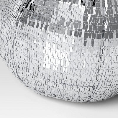 11"x13" Christmas 3D Disco Ball Shape Pillow With Silver Sequins - Wondershop™