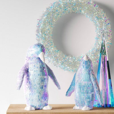 17.5" Christmas LED Light Wreath Iridescent Tinsel - Wondershop™