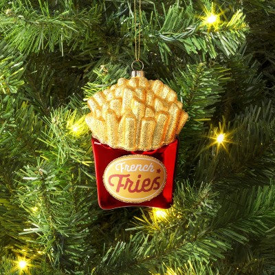 5.15" Christmas Glass French Fries Ornament - Wondershop™
