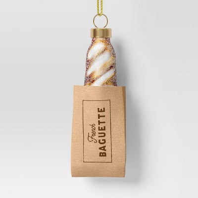 3pc Christmas Gift Ornament Set Glass Wine/Cheese/Baguette - Wondershop™