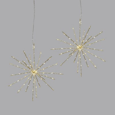 2pc 12" LED Twinkling Starburst Christmas Novelty Sculpture Light White With Gold Wire - Wondershop™