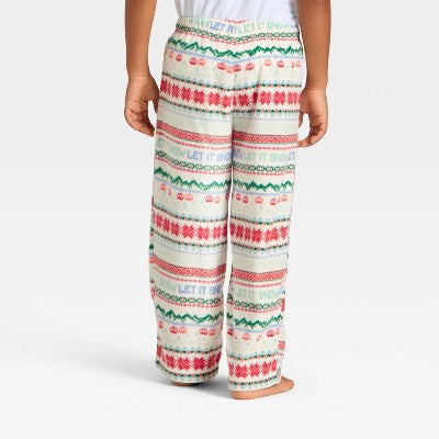 Toddler "Let It Snow" Fair Isle Microfleece Holiday Matching Family Pajama Pants - Wondershop™ Cream