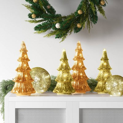 14" Christmas Mercury Lit Glass Tiered Tree Decor - Wondershop™