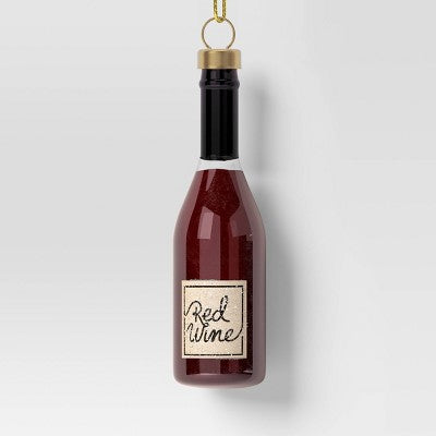 3pc Christmas Gift Ornament Set Glass Wine/Cheese/Baguette - Wondershop™