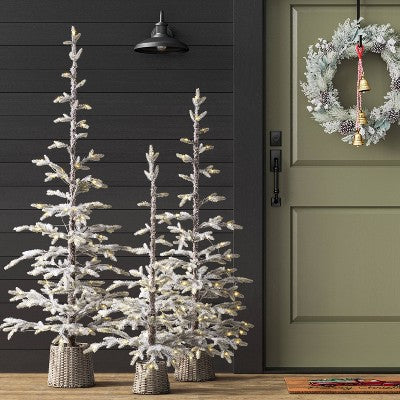 Pre-lit Flocked Balsam Fir Artificial Christmas Tree With Basket Base Warm White LED Lights - Wondershop™