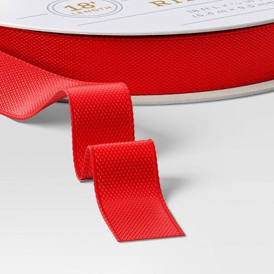 18' Christmas Fabric Ribbon Red Satin - Wondershop™