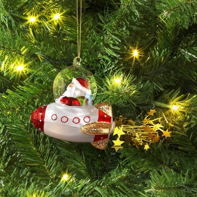 Christmas Glass Red Santa On Spaceship Ornament - Wondershop™