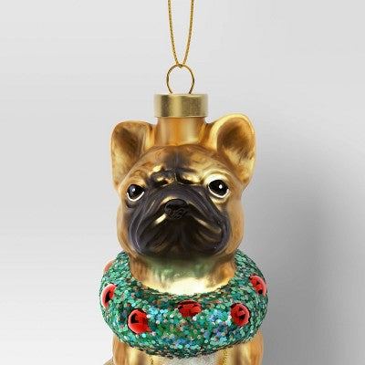 4" Christmas Glass Bulldog Ornament - Wondershop™