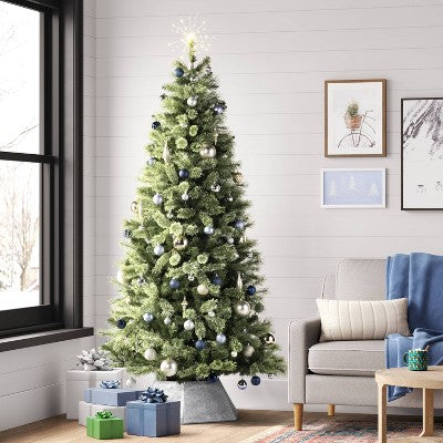 14" Pre-lit Dewdrop Glittered Starburst Christmas Tree Topper Champagne With Cool White Twinkle/Warm White Steady Lights - Wondershop™