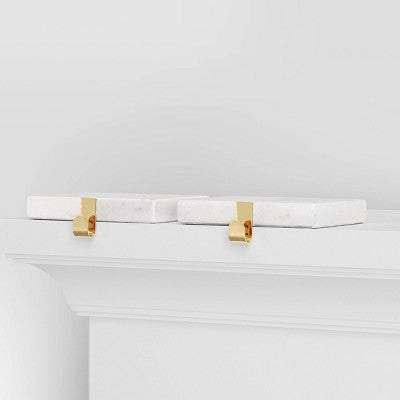 2pk Marble Christmas Stocking Holder White/Gold - Wondershop™