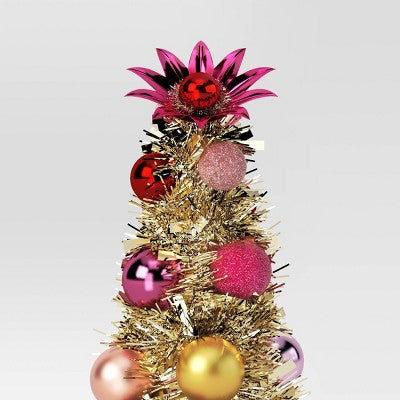 12.5" Christmas Tinsel Tree Gold - Wondershop™