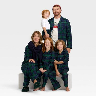 Women's Plaid Microfleece Holiday Matching Family Pajama Pants - Wondershop™ Navy Blue