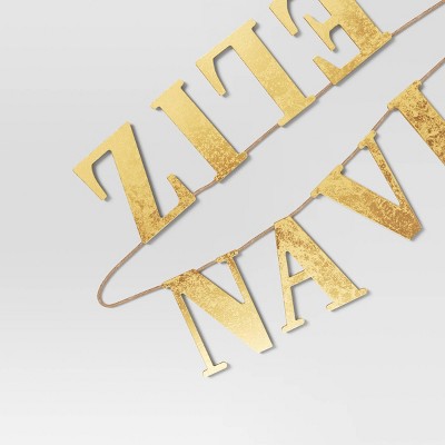 6' Wood 'Feliz Navidad' Christmas Word Garland Gold - Wondershop™: Horizontal Ready-to-Hang Decor