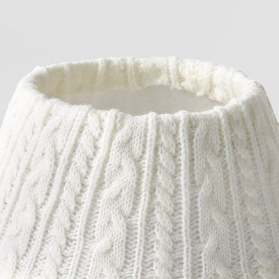 7" Cable Knit Mini Christmas Tree Collar White - Wondershop™: Solid Pattern, Plastic & Fabric