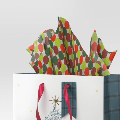 30ct Christmas Tissue Paper Green Multi Dot/White- Wondershop™