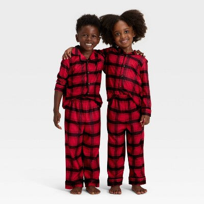 Toddler Plaid Long Sleeve Shirt And Pants Holiday Matching Family Pajama Set - Wondershop™ Red/Black