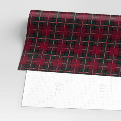 30” 90 Sq Ft Christmas Roll Wrap Tartan Plaid - Wondershop™