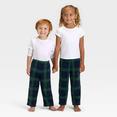 Toddler Plaid Microfleece Holiday Matching Family Pajama Pants - Wondershop™ Navy Blue