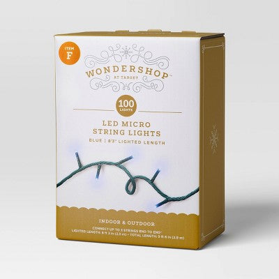 9.5' 3mm 100ct LED Micro Christmas String Lights With Green Wire - Wondershop™