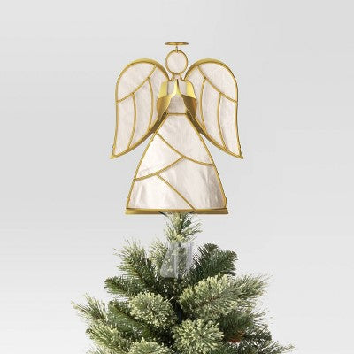 13.25" Pre-lit Angel Christmas Tree Topper Gold/White - Wondershop™