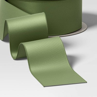 36' Christmas Modern Heritage Premium Ribbon Green Satin - Wondershop™