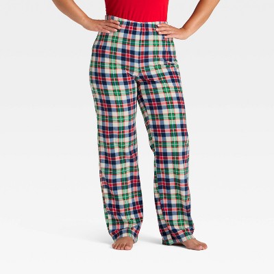 Women's Plaid Microfleece Holiday Matching Family Pajama Pants - Wondershop™ Cream