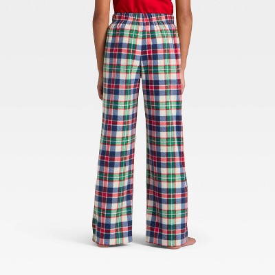 Kids' Plaid Microfleece Holiday Matching Family Pajama Pants - Wondershop™ Cream