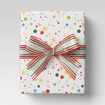 30' Christmas Fabric Ribbon Red White Green Striped - Wondershop™