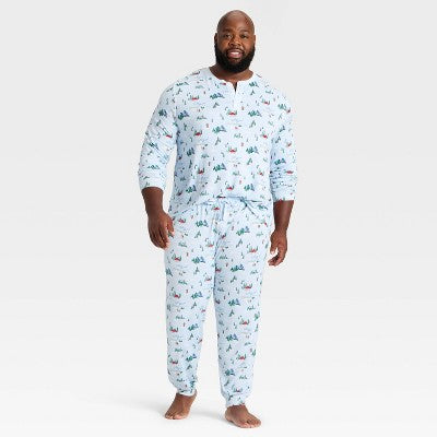 Men's "Tis The Ski-son!" Cozy Knit Holiday Matching Family Pajama Pants - Wondershop™ Blue