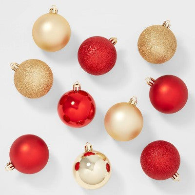 50ct Shatter-Resistant Round Christmas Tree Ornament Set - Wondershop™