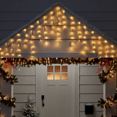 175ct LED Christmas Icicle Lights Spool Warm White With White Wire - Wondershop™