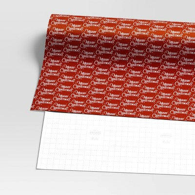 30” 20 Sq Ft Christmas Roll Wrap White Merry Christmas On Red - Wondershop™