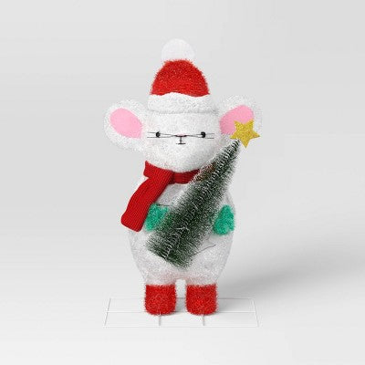 Incandescent Tinsel Mouse Christmas Novelty Sculpture Light With Clear/Multicolor Light Bulb - Wondershop™