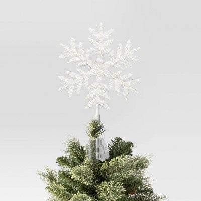 13.5" Pre-lit Snowflake Christmas Warm White LED Lights Tree Topper - Wondershop™