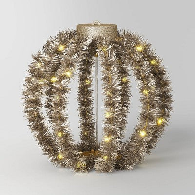 LED Christmas Hanging Tinsel Sphere With Warm White Lights - Wondershop™