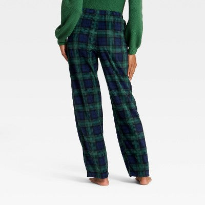 Women's Plaid Microfleece Holiday Matching Family Pajama Pants - Wondershop™ Navy Blue
