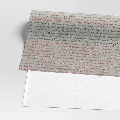 30” 20 Sq Ft Christmas Roll Wrap Holiday Sentiments On Grey - Wondershop™