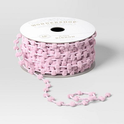 18' Christmas Humble Cheer Premium Ribbon Pink Poms - Wondershop™