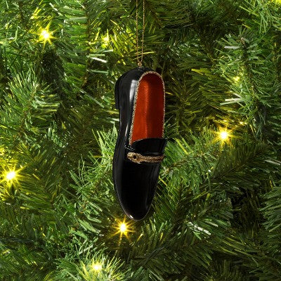 4" Christmas Resin Fancy Loafers Ornament Black - Wondershop™