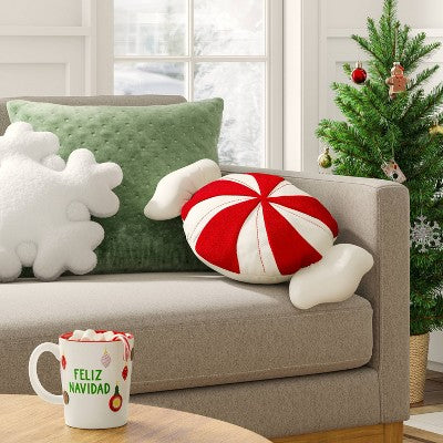 28" Christmas Peppermint Shaped Pillow Red/White - Wondershop™