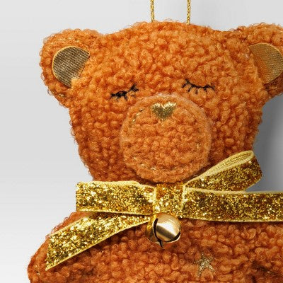 5" Christmas Fabric Teddy Faux Shearling Ornament - Wondershop™