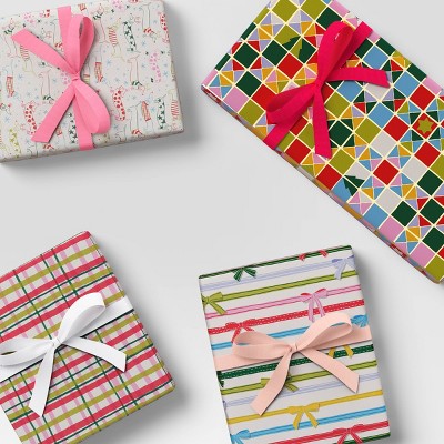 4 Pk Christmas Velvet Ribbon Pink/White Luxe - Wondershop™