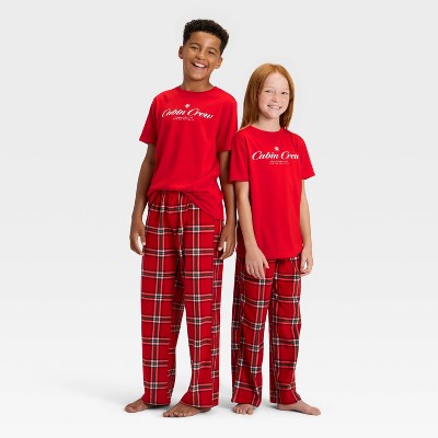 Kids' Plaid Microfleece Holiday Matching Family Pajama Pants - Wondershop™ Red