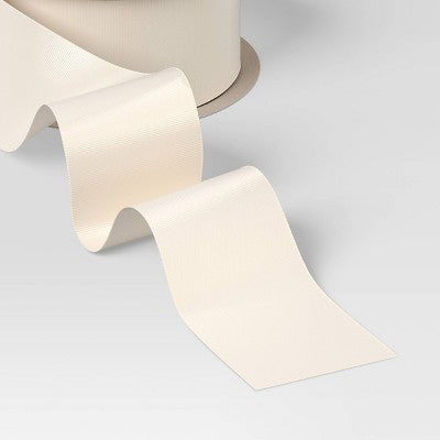 36' Christmas Holiday Cheer Premium Ribbon Ivory Satin - Wondershop™