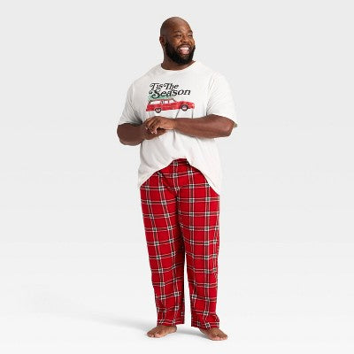 Men's Plaid Microfleece Holiday Matching Family Pajama Pants - Wondershop™ Red