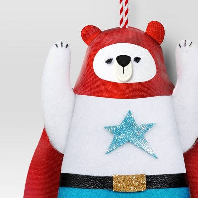 5.25" Christmas Fabric Superhero Ornament Polar Bear - Wondershop™