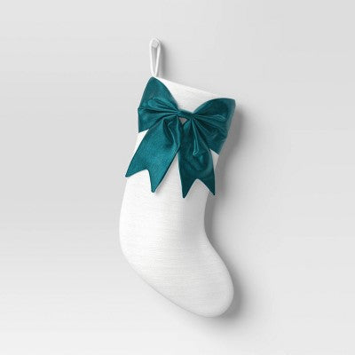 21" White Stocking With 3D Bow Decor - Wondershop™
