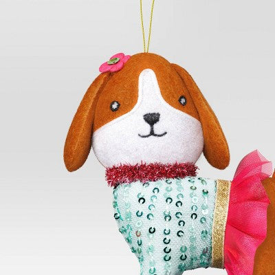 4" Christmas Dog With Pink Skirt Ornament - Wondershop™