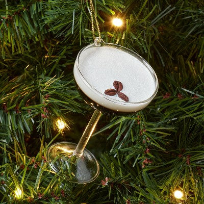 Glass Espresso Martini Cocktail Christmas Tree Ornament Brown - Wondershop™: Festive Indoor Decoration, 3.5"