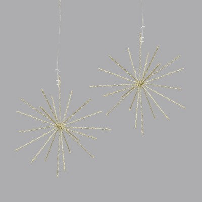 2pc 12" LED Twinkling Starburst Christmas Novelty Sculpture Light White With Gold Wire - Wondershop™